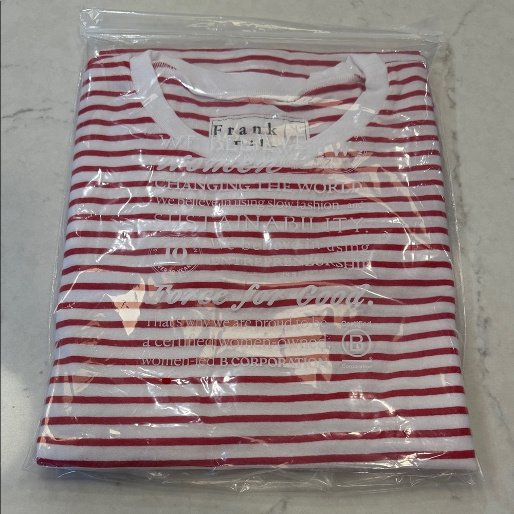 Frank & Eileen NEW CORY Vintage Muscle Tee Dress Red French Stripe Size Large - Picture 2 of 5